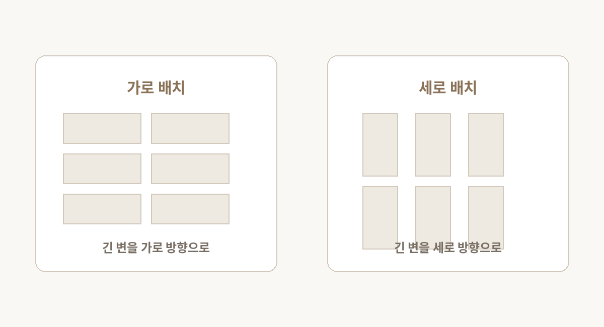 600×1200 타일 가로 배치와 세로 배치 방향 비교 이미지